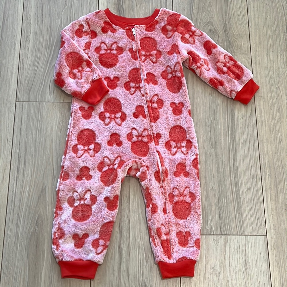 NWOT Disney Junior Minnie Mouse Fleece One Piece Pajamas